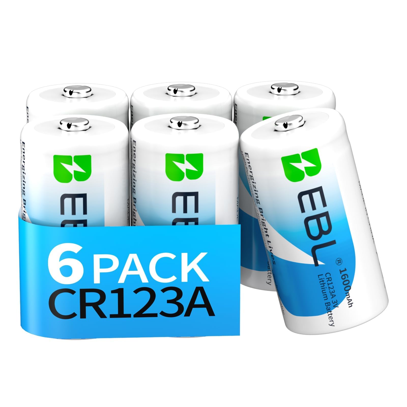 EBL CR123A baterie litowe, zestaw 6 sztuk, 3 V, jednorazowe baterie o pojemności 1600 mAh, do systemów alarmowych, latarek, aparatów fotograficznych i lamp błyskowych - wysoka wydajność i szczelność