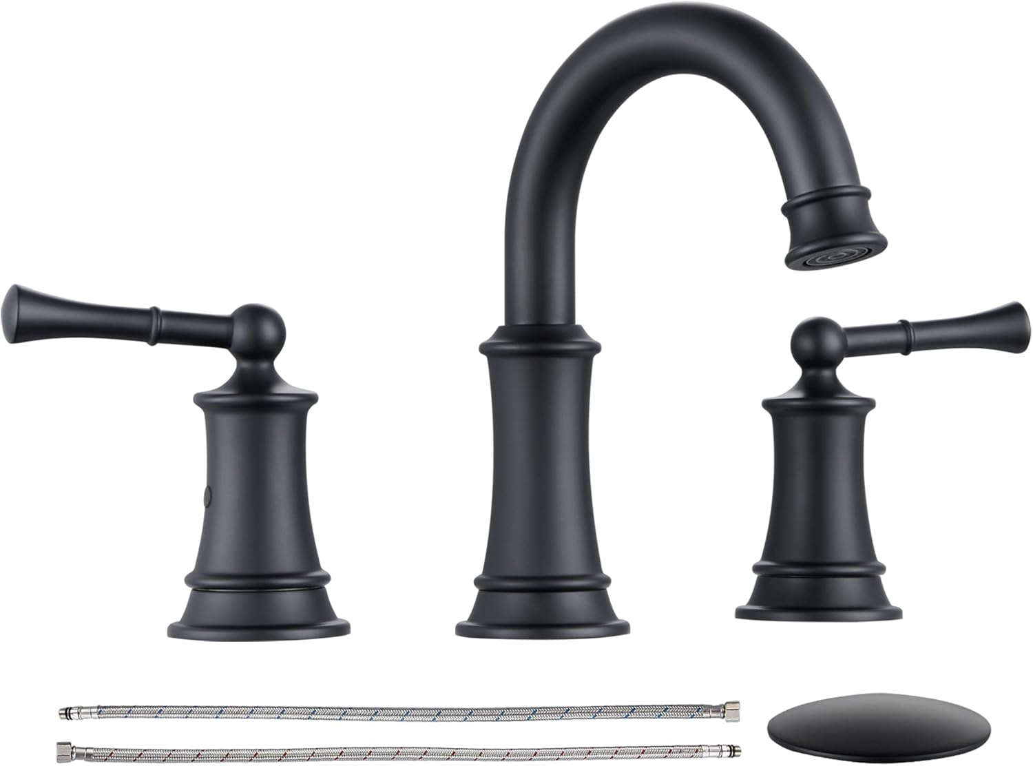 Hangoro Widespread Bathroom Faucet, Matte Black 2Handle Faucets for