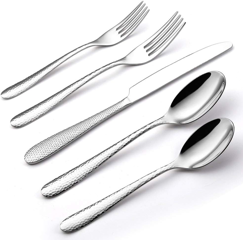 Flatware Set,UROPHYLLA 20 Piece Silverware set Stainless Steel Tableware Dinnerware Mirror Polished Service for 4 Include 4 Knives 8 Forks 8 Spoons Dishwasher Safe Heat Resistant Cutlery Not-Bend