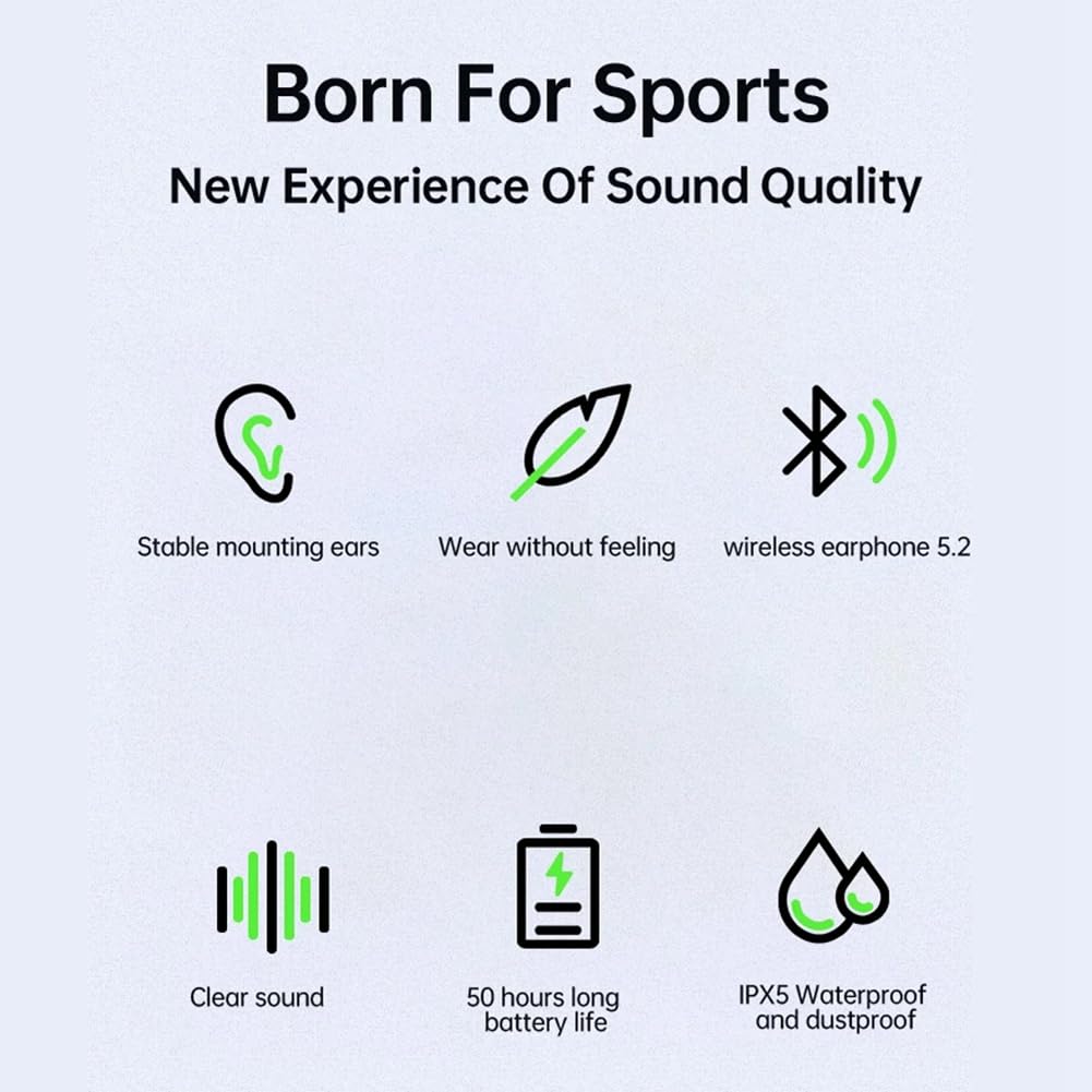 F2 Auriculares InaláMbricos Bluetooth Auriculares Deportivos Supraaurales Auriculares Parlantes con CancelacióN de Ruido Auriculares EstéReo para MúSica-Negro