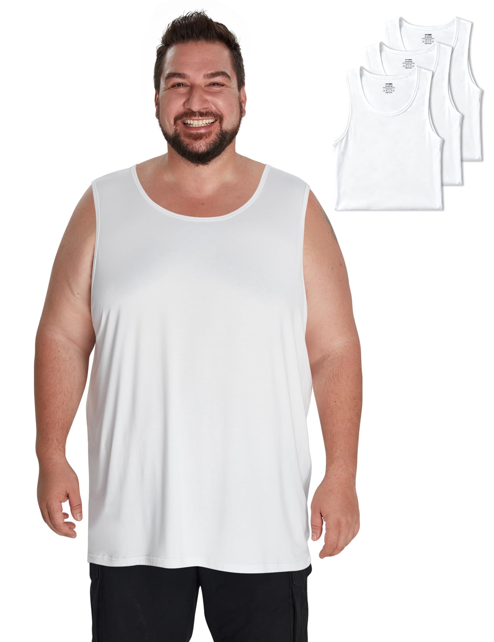 Idtswch Mens Big&amp;Tall Sleeveless Undershirt Lightweight Breathable XL-8XL (1&amp;3 Pack)