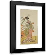 ArtDirect Katsukawa Shunsho 15x24 Black Modern Framed Art Print Titled The Actor Nakamura Tomijuro I as the Waitress Otake in the Play Chigo Suzuri Aoyagi Soga, Performed at the Nakamura Theater in th