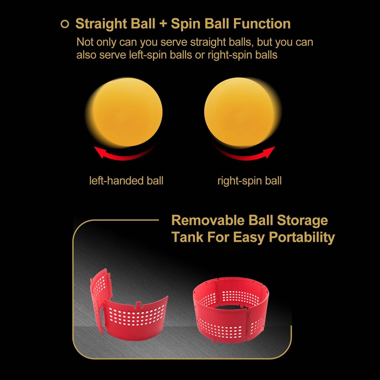 Lanciatore automatico per ping pong con telecomando, capacità di 90 palline, 5 velocità/rotazione regolabile per un efficace allenamento di ping pong