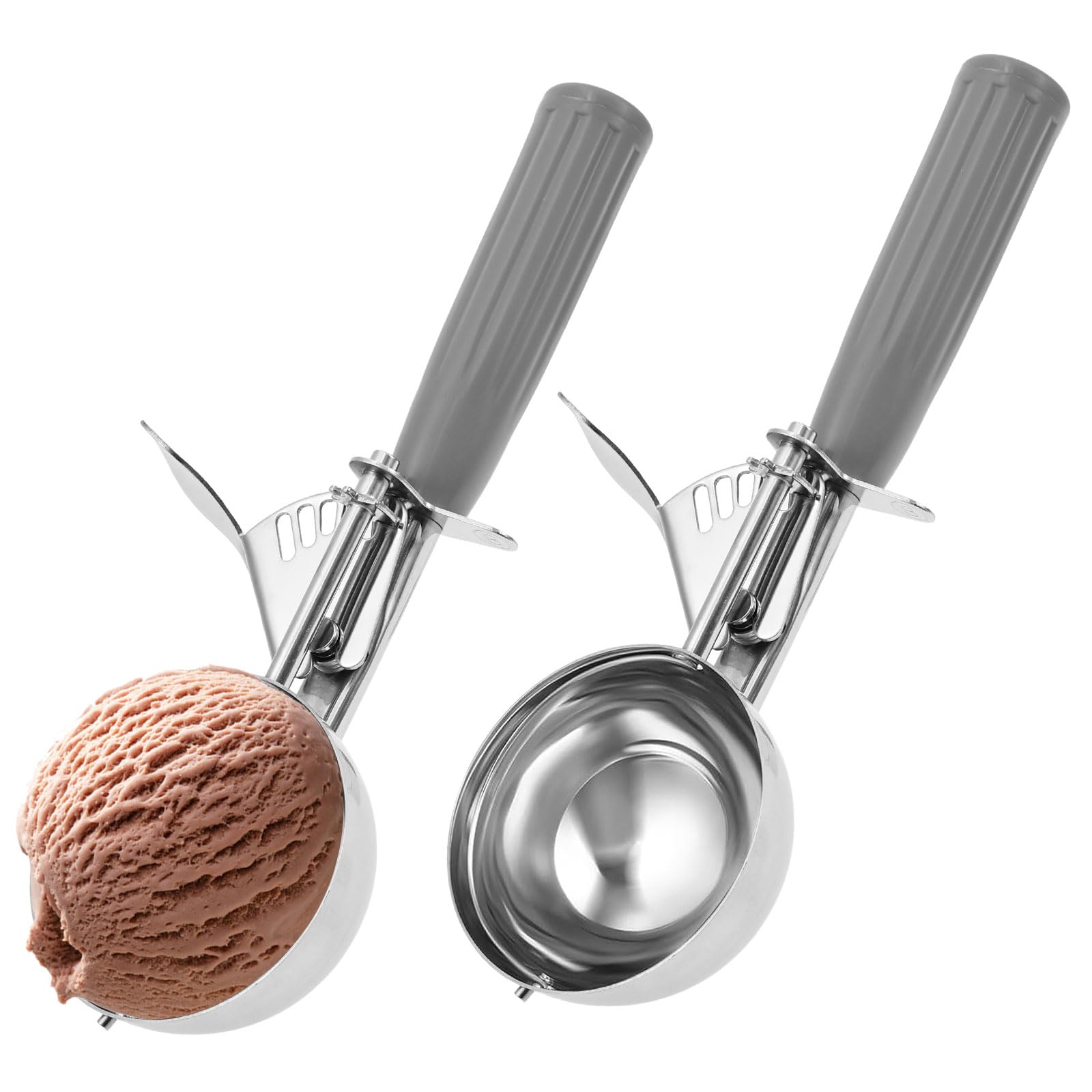 2/3 Ice Cream Scoop with Trigger Release Melon Baller Scoop Stainless Steel Cookie Scoops Ergonomic Handle for Ice Cream,Melon Baller,Mash Potato and Baking(2Pcs)