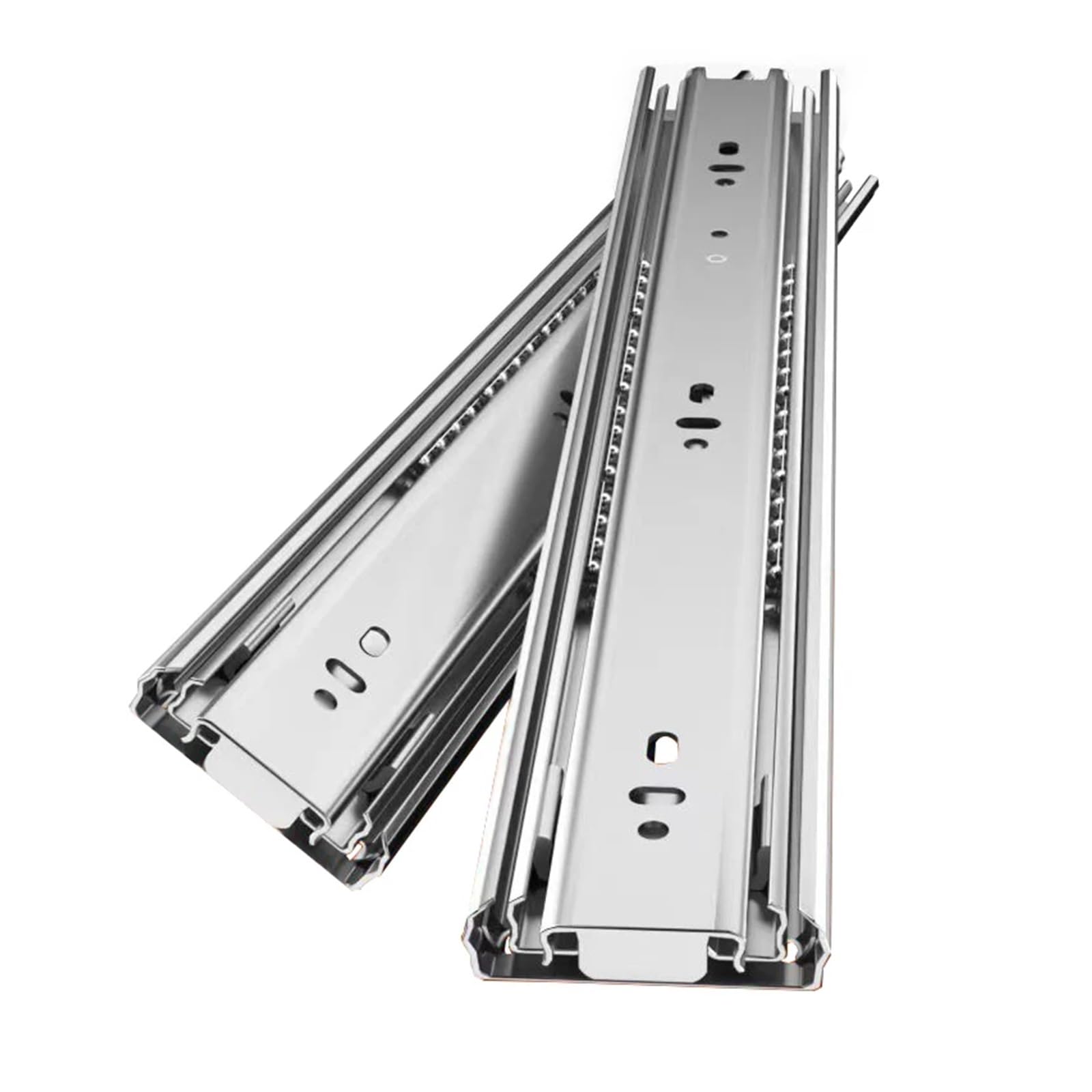 Guías para cajones de alta resistencia, Guía for cajón de acero inoxidable, 3 etapas, cierre suave, rodamiento bolas, amortiguador silencioso, 254-610x45mm, 50KG(356x45x12mm)