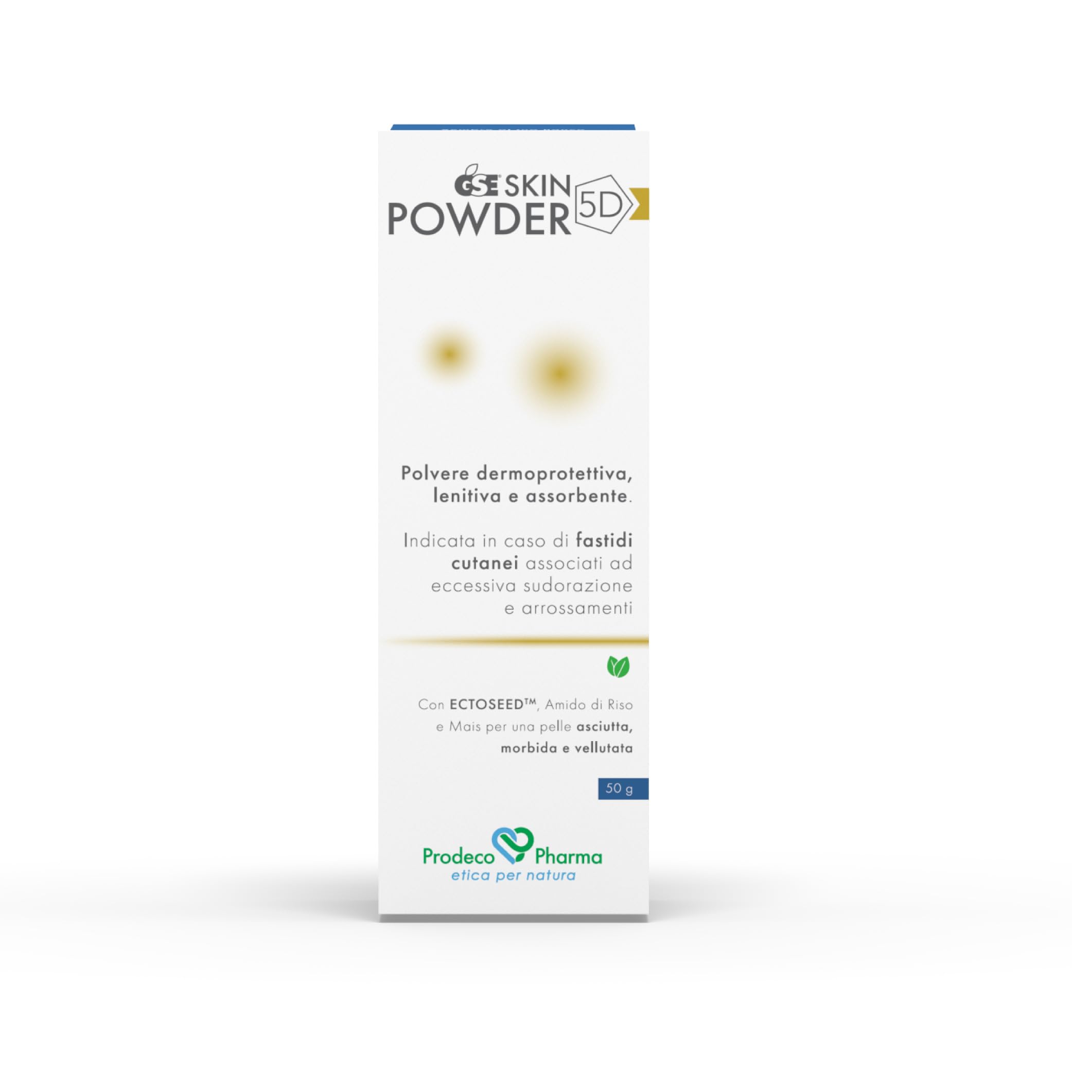 Prodeco Pharma GSE SKIN POWDER 5 D Polvo dermatológico 50 g – Indicado para la protección de la piel y como coadyuvante en caso de sudoración excesiva, piel húmeda y malos olores