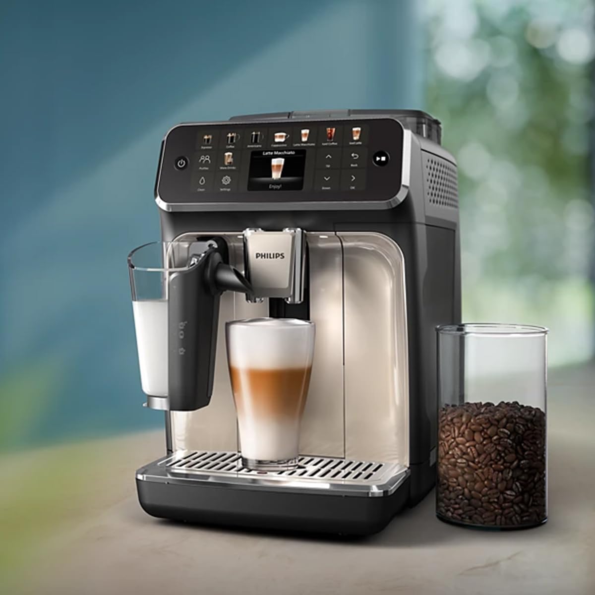 Philips Seria 5500 LatteGo EP5547/90 Makchina automatyczna kawa, 20 bevande, cappuccinatore, 1,8 l, macine z ceramiką (Philips EP5547/90 ekspres do kawy Fully-a)
