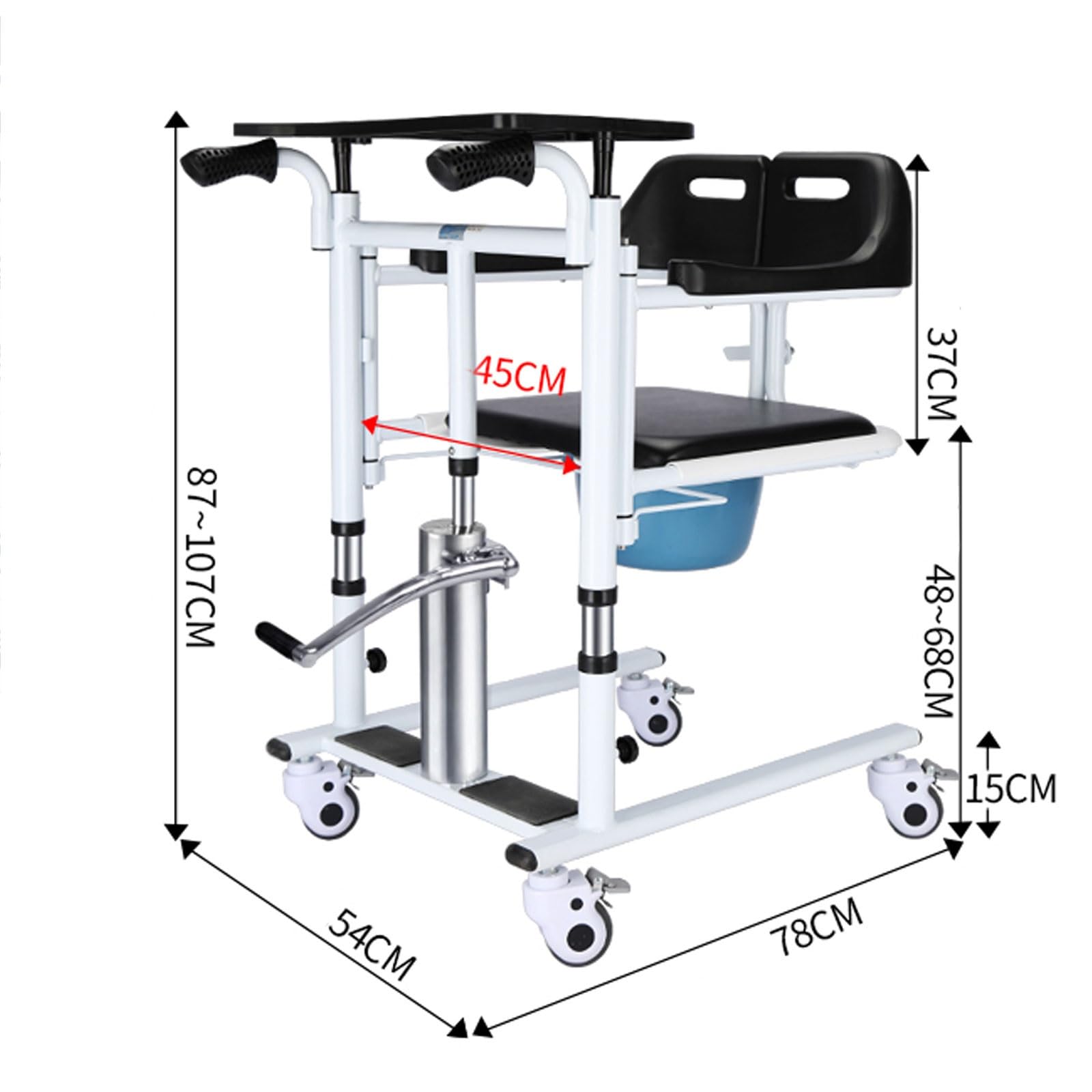 Silla de Traslado de Pacientes, Silla de Ruedas Elevadora de Enfermería, con Asiento Dividido en 180 °, for Adultos, Discapacitados y Ancianos, Carga Máxima: 150 Kg/330 Libras (Size : D)
