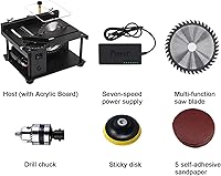 Vista 3 de Mini sierra de mesa deslizante para carpintería, bricolaje, modelo de pasatiempo, sierra de banco de corte para el hogar, corte de ángulo de 0-90°