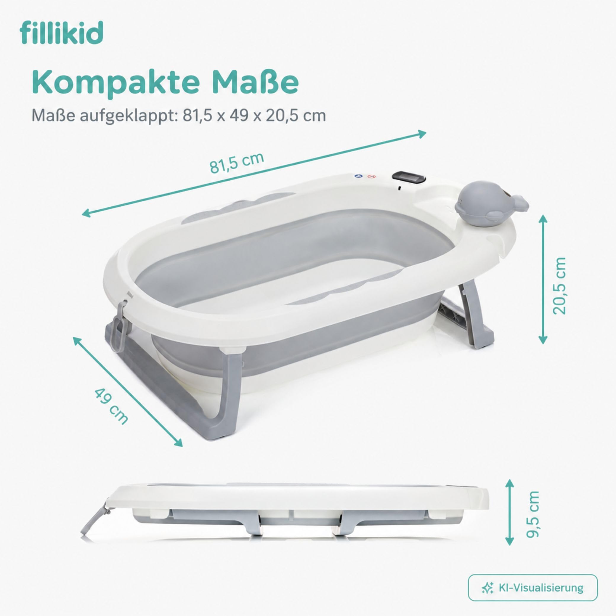 Fillikid Baby Badewanne, faltbare Badewanne ab Geburt