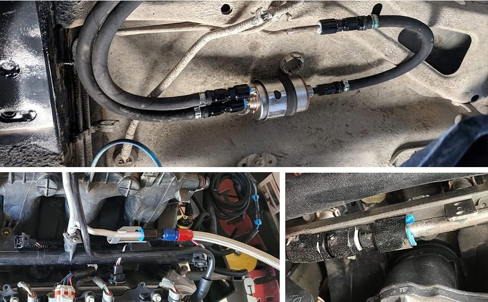 Miniatura 5 de 8AN macho a 38 "ID hembra de desconexión rápida de manguera recta de aluminio Push on EFI adaptador negro con bloqueo de resorte, 2 unidades