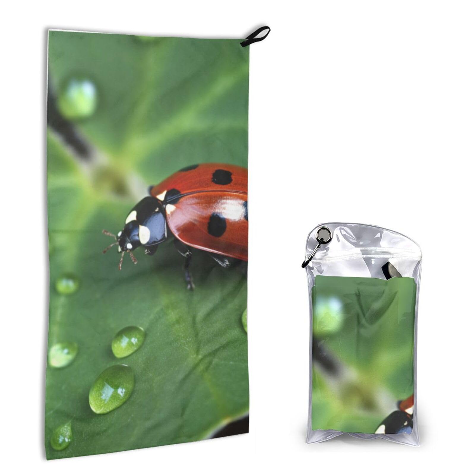 BWWHCCTI Quick Dry Hand Towel With Bag - Sitting green three leaf insect Printed Super Absorbent Face Cloth Microfiber Travel Sports Towels 40x80cm