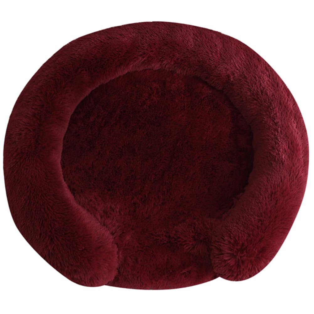 Fluffy Hundebett, Hundesofa, Hundekissen, Hundekörbchen mit Kissen Abnehmbar und waschbar rutschfeste Unterseite, Wasserdichtes Innenfutter für 4-35KG Hunde,Weinrot,110 cm（<35KG）