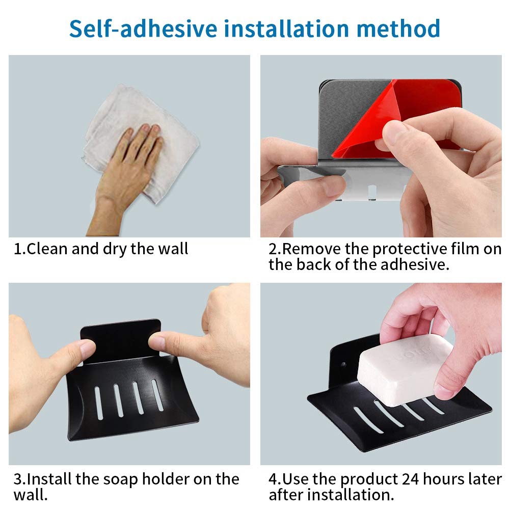 ZITFRI Portasapone senza Foratura in Acciaio Inox, Porta Saponetta Autoadesivo Montaggio a Parete per Spugne e Sapone, Portasapone da Parete per Bagno, Cucina, Balcone