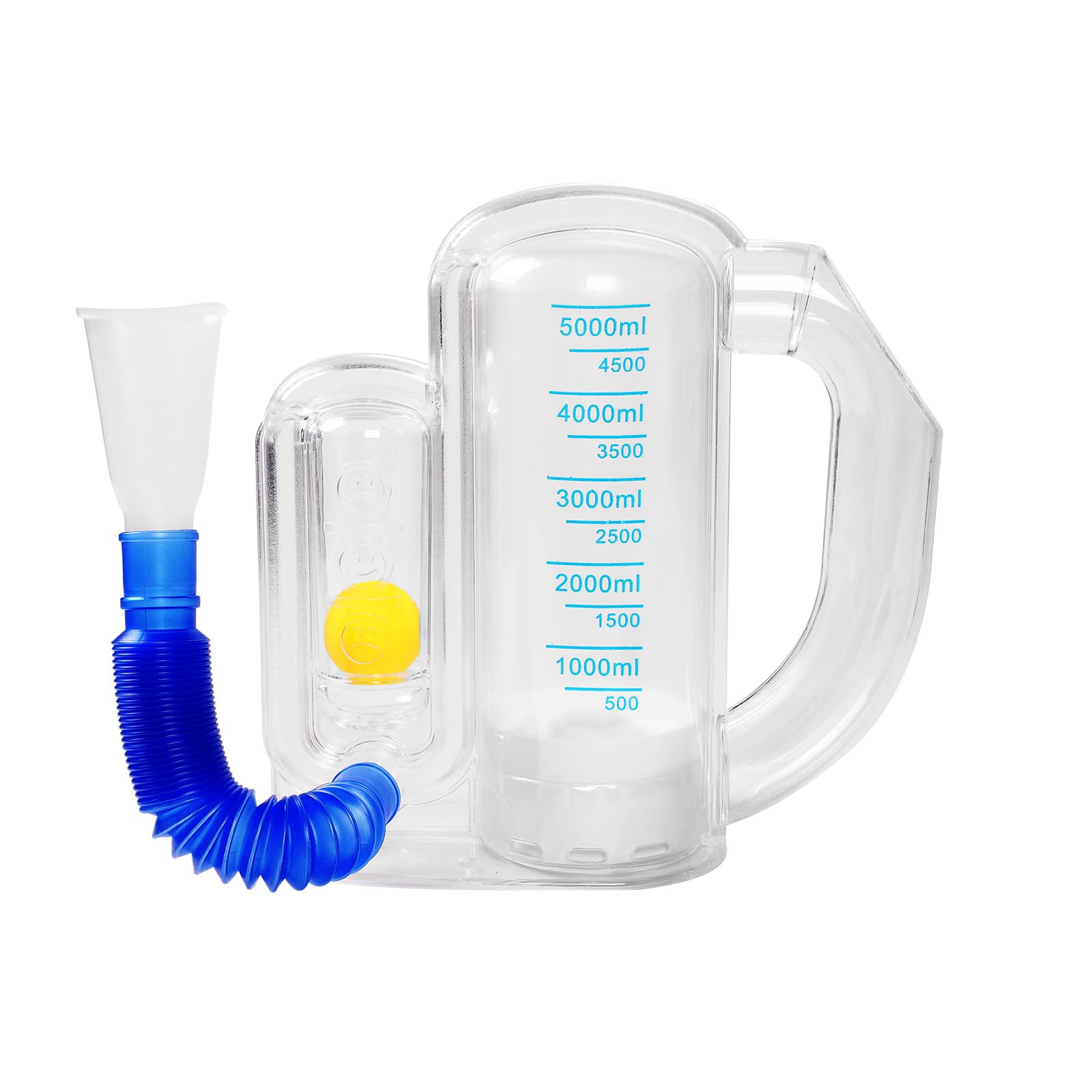 Incentive Spirometer Breathing Exercise Device for Lungs, Deep Breathing Trainer for Adults - 5000ml Volume Measurement with Flow Rate Indicator