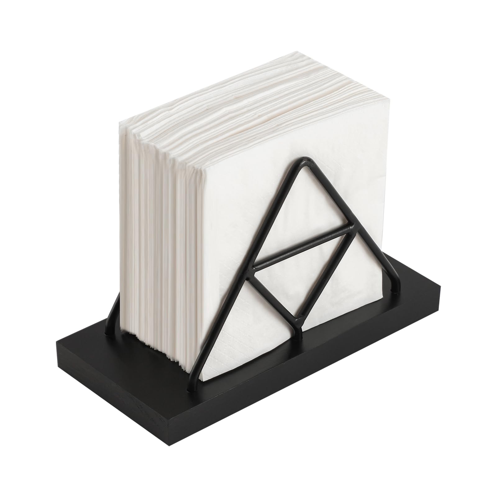 Napkin Holder, Metal Wire Triangle Shape & Wooden Paper Towel Holder, Napkin Holder for Table, Modern Napkin Dispenser for Kitchen, Table Decor,