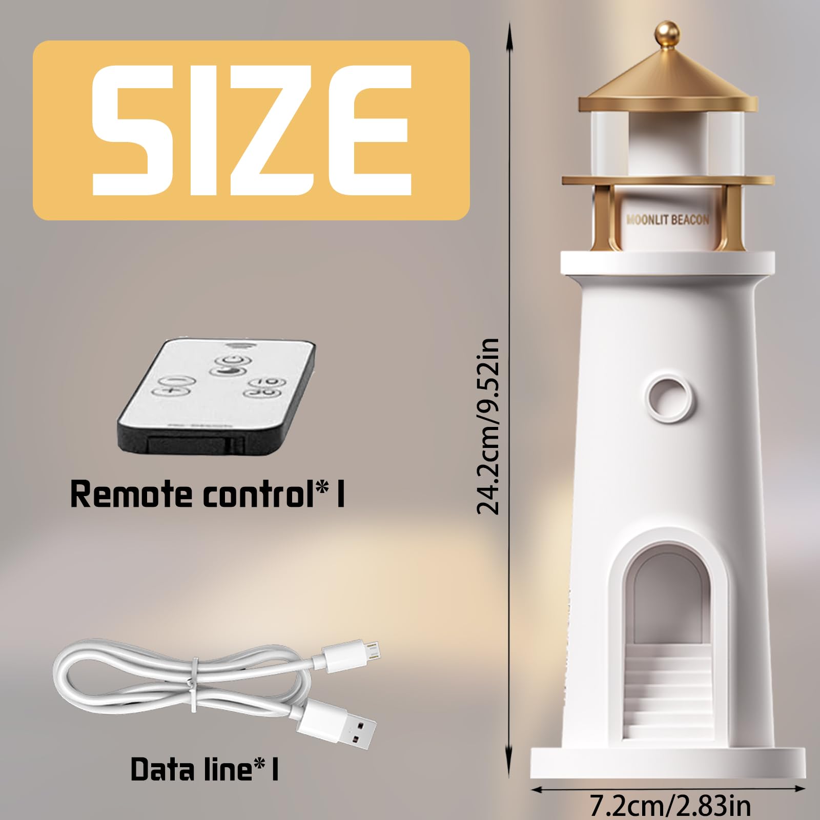 YOUYIKE Luce di Proiezione Lunare, Lampada da tavolo a forma di faro, proiettore di luce notturna, faro con proiezione lunare, Luce Notturna a LED, per Camera da Letto