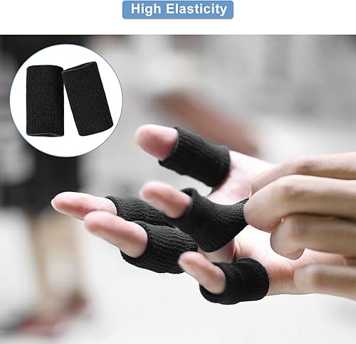 Miniatura 2 de Envolturas para dedos, 10 unidades elásticas y flexibles para los dedos, protector de dedos para la artritis, dedos o baloncesto (negro)