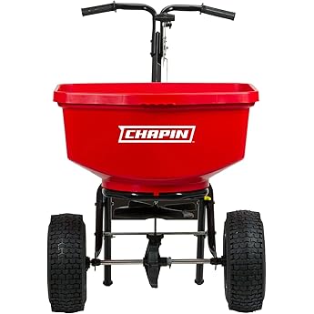 Buyers Products 3039632R Grounds Keeper Commercial All Season Walk Behind Push Spreader, 100lb Capacity, For Seed, Fertilizer, Salt & Snow Melt, Included Grate & Cover With Enclosed Gearbox