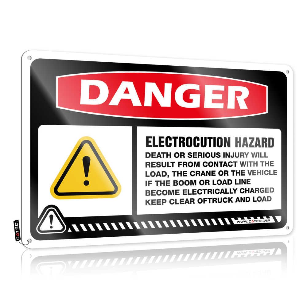 Fzfn Colour Camper Van Accessories Haves Tin Wall Decor | Danger Electrocution Hazard Crane Unique Decorative Wall Art Ready To Hang For Patio(30X40cm)