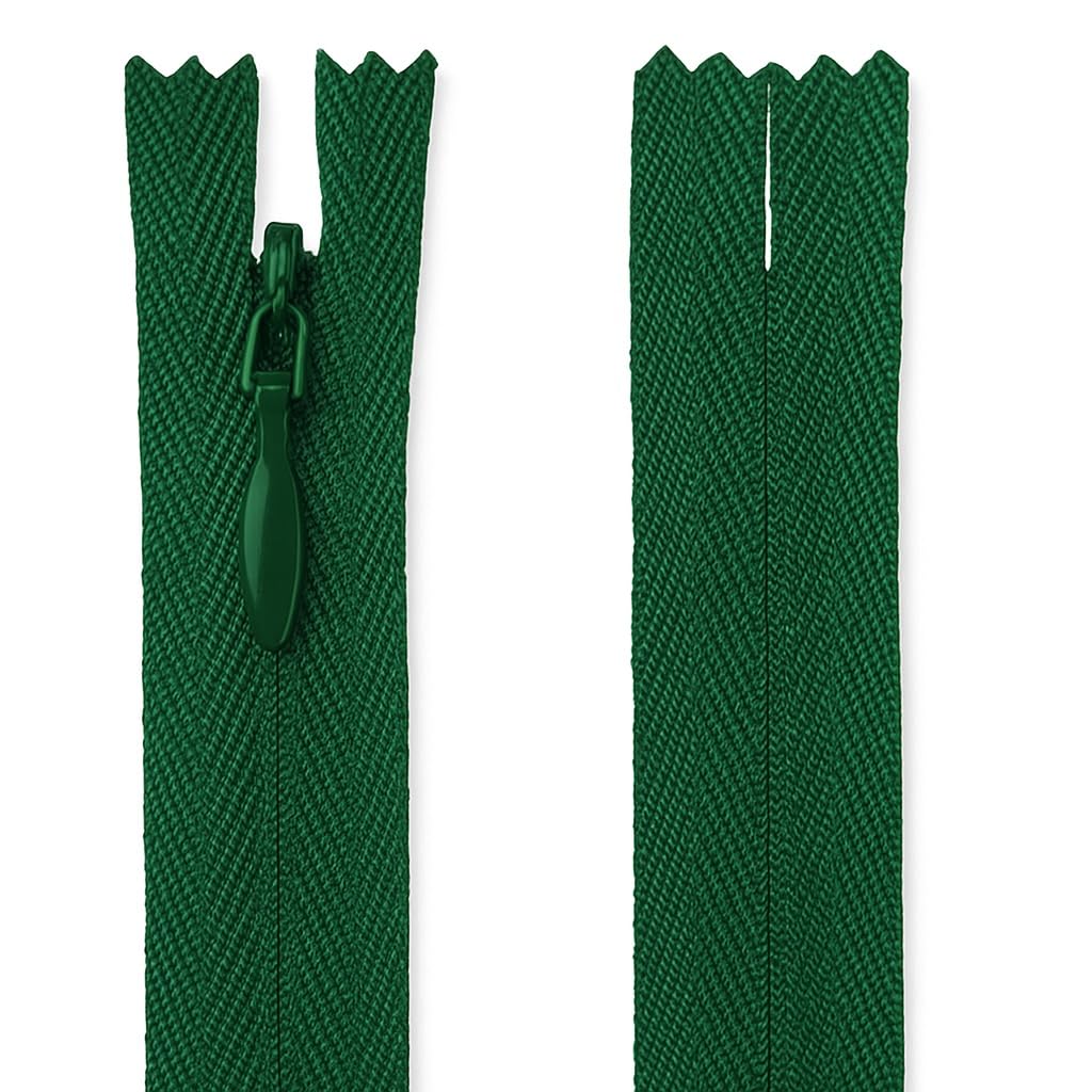 Invisible Zip Bottle Green 8" (20cm) - Concealed Closed-End Nylon Zipper for Sewing & Dressmaking: Skirts, Cushions, Bag Linings, Pouches & Alterations by Giddy Square — image 1