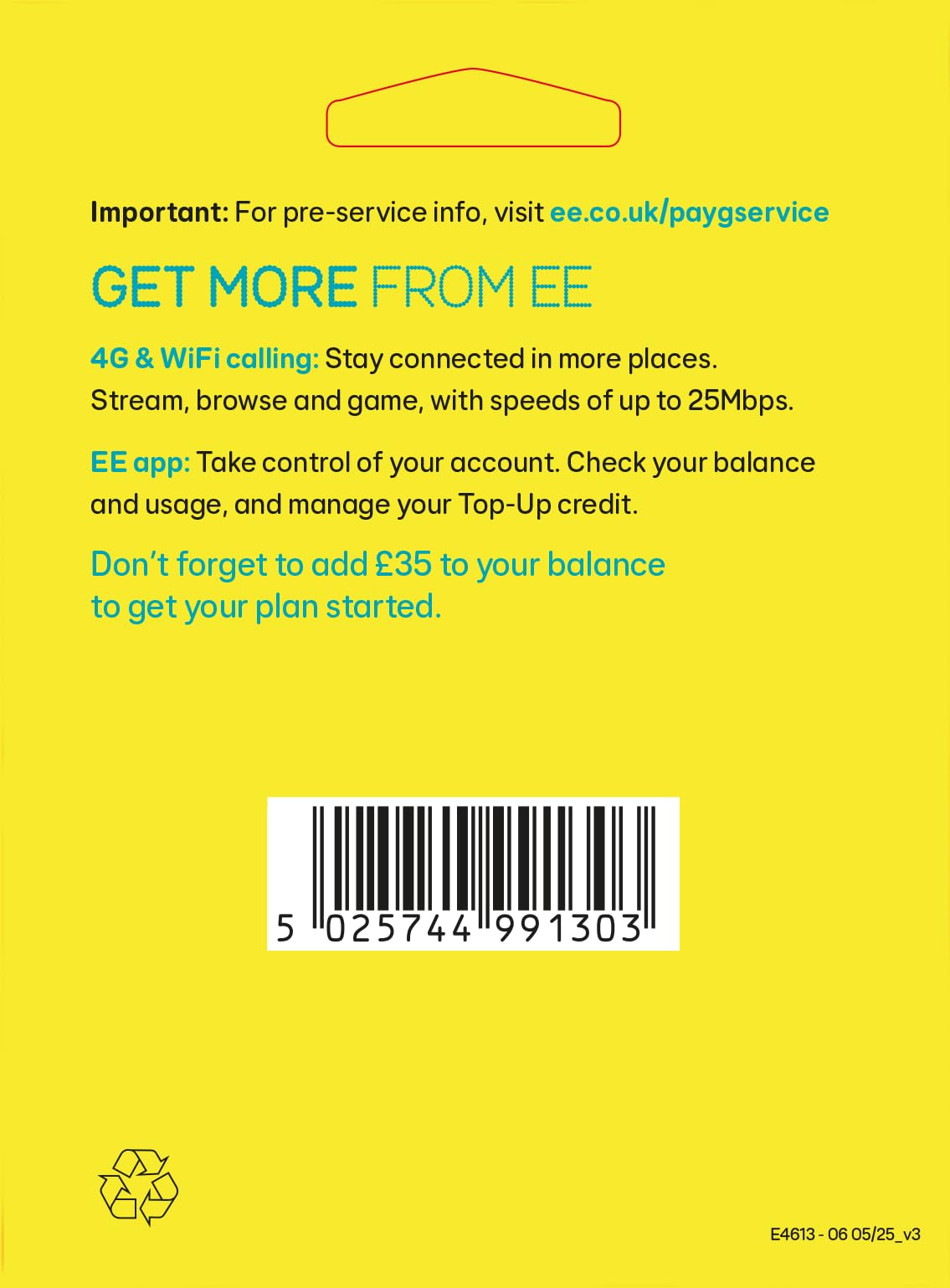 EE PAYG £10 Data Sim Includes £10 pre-paid credit, 8GB Data, 500 Minutes and Unlimited Texts (EE £10-8GB) — view 8