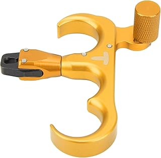 Auxiliares de Liberação de Tiro Com Arco, Rotação Portátil Ajustável de 360 graus, 3 Dedos, Auxílio de Liberação de Arco para Arco Composto (Ouro)
