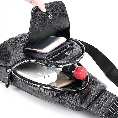 Hebetag Mochila cruzada de cuero para hombres y mujeres, viajes, deportes al aire libre