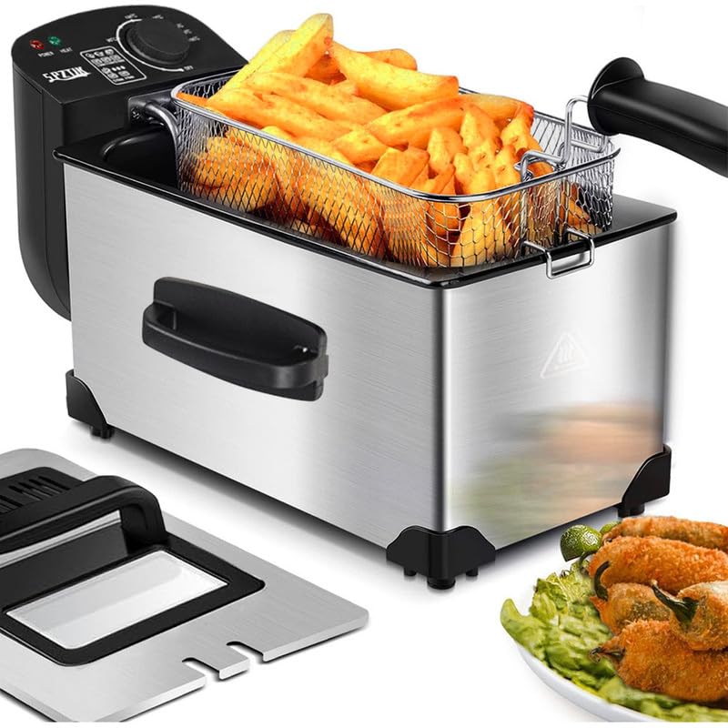 Electric Deep Fryer with Basket for Home Use,1500W, 3.2-Qt (3.0L) Fish Fryer, Adjustable Temperature Frying Pot, Suitable for Fried Chicken, French Fries & Chips