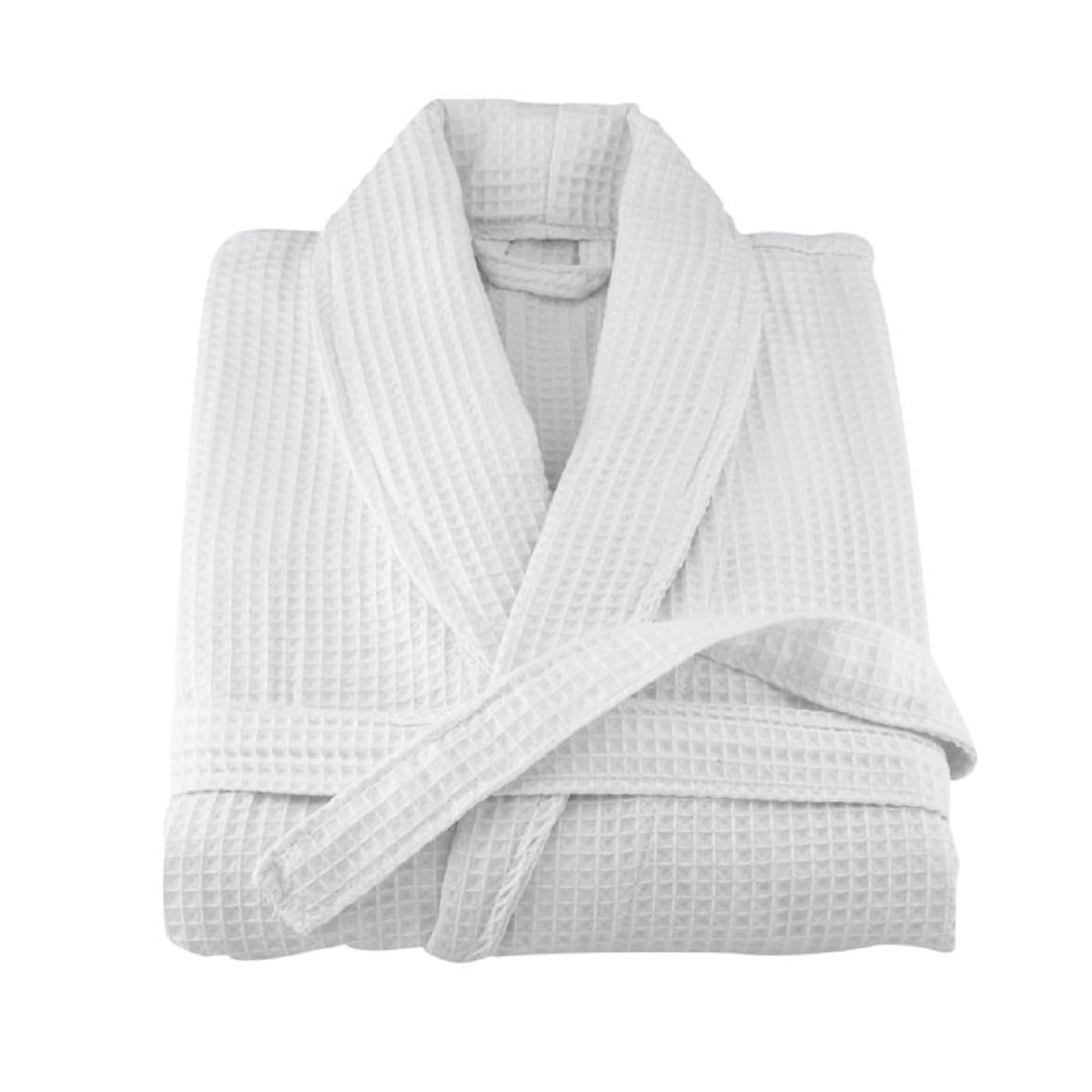 Vissage Waffle Weave Bath Robe, White, Cotton, Free Size