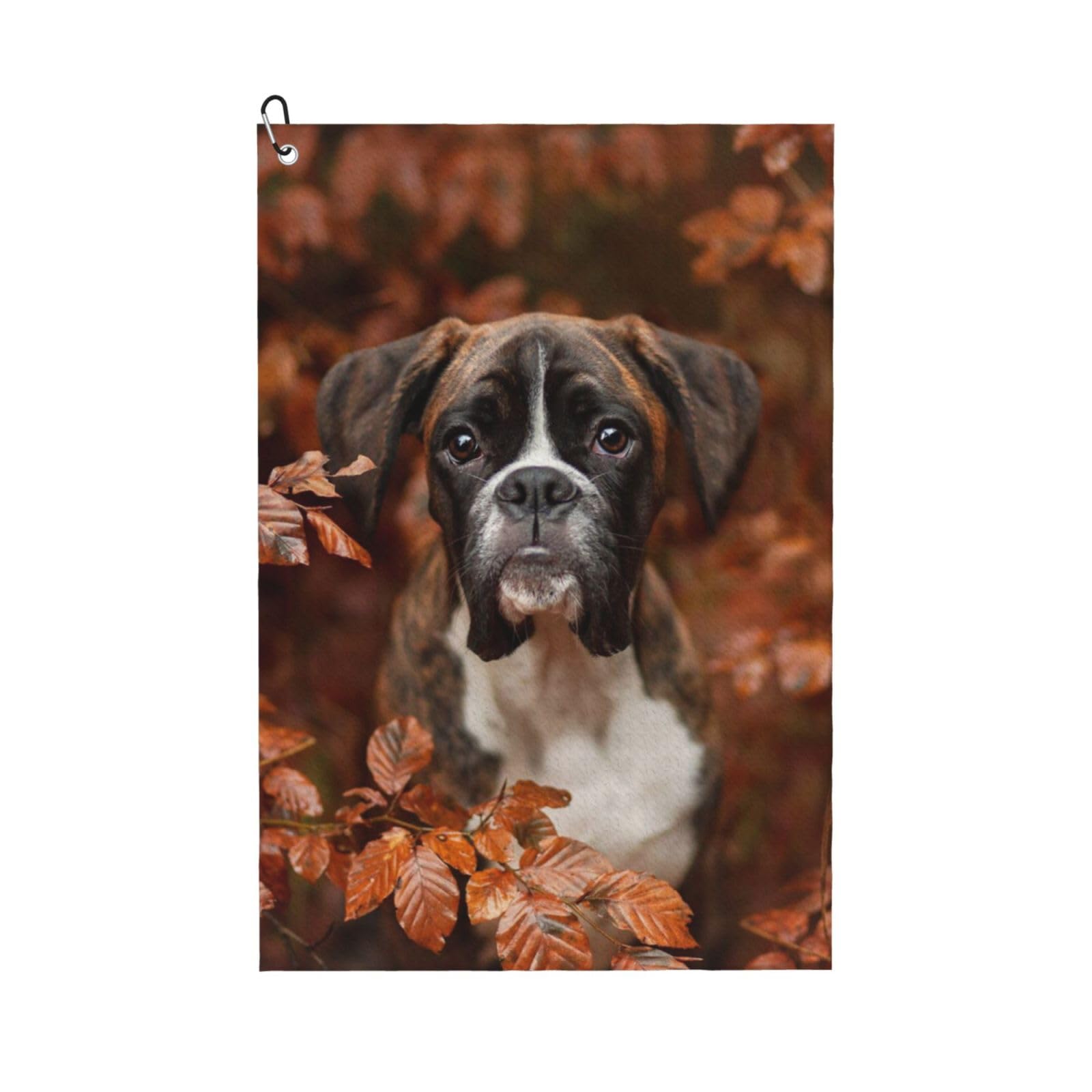Hnnkloy Boxer Dogs Autumn, 16x24 in Portable Waffle Golf Towels with Carabiner Clip for Golf Bag