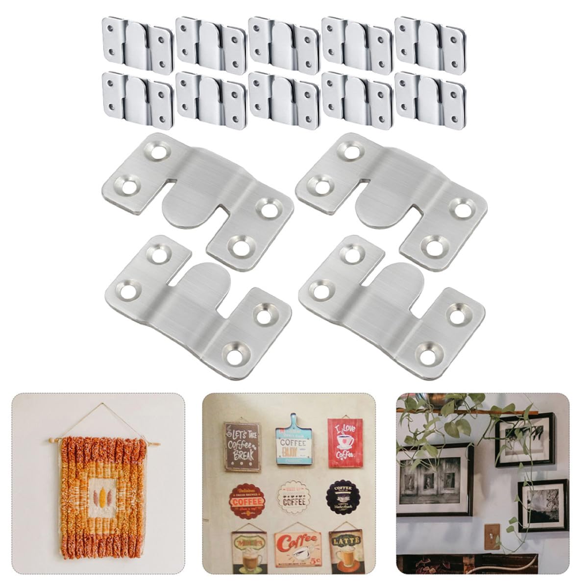 Alipis Ganchos Entrelazados Diseño Simple y Resistente para Colgar Cuadros de Acero Inoxidable para Instalar Espejos 16 Pares y Marcos de Fotos
