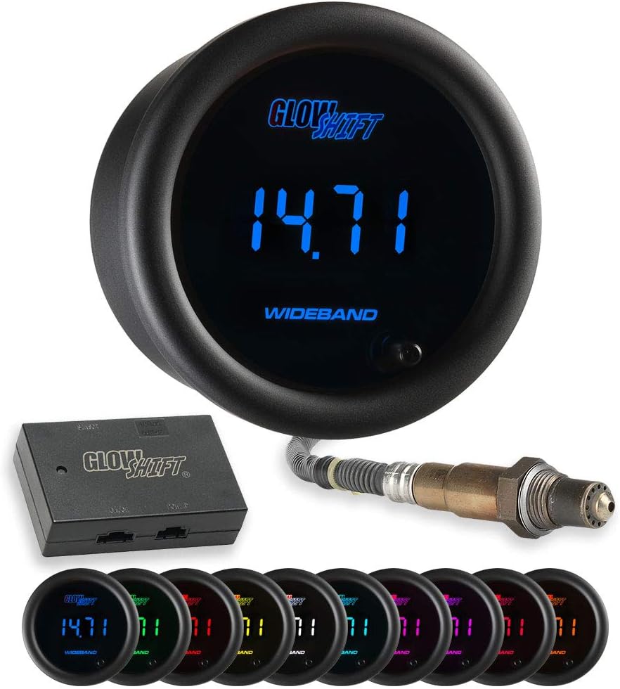 GlowShift 10 Color Digital Wideband Air Fuel Ratio Gauge Kit