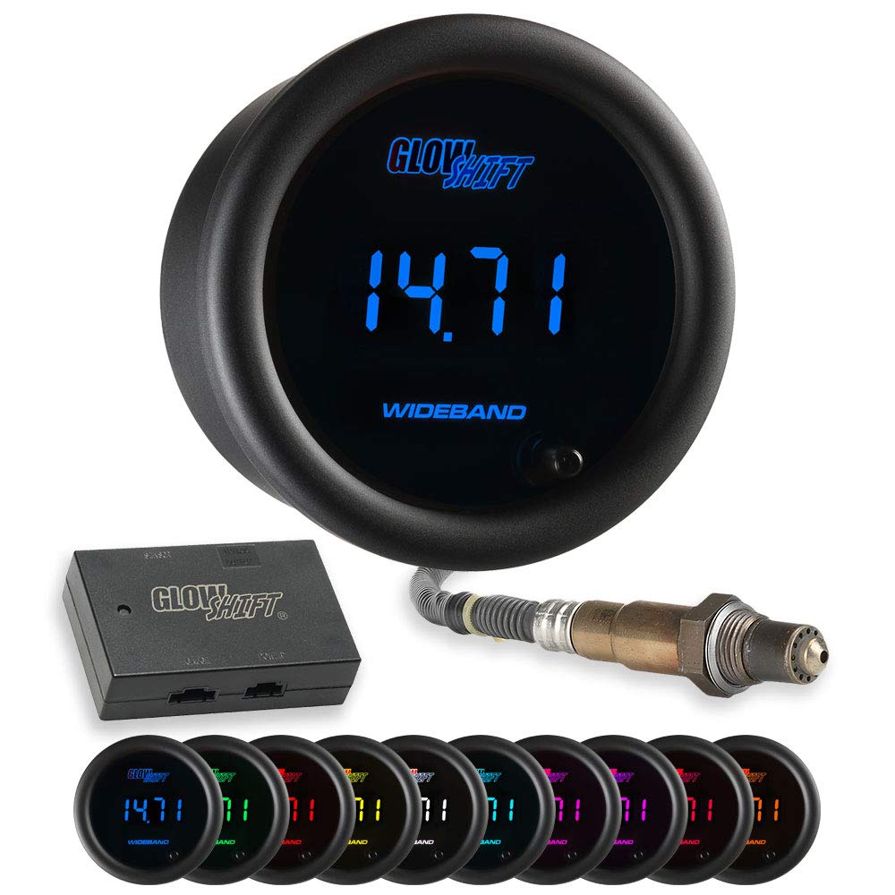 GlowShift 10 Color Digital Wideband Air/Fuel Ratio AFR Gauge Includes Oxygen