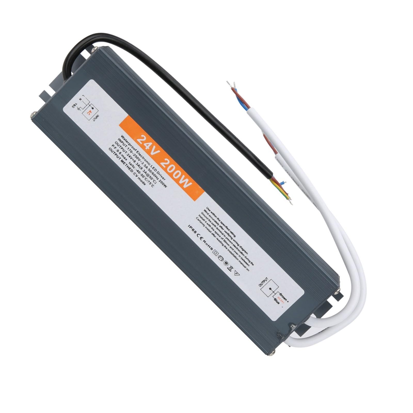 200W 24V Alterer IP67 Wide 170-250V & Overload Security for Harsh Environment Applications Power Connection