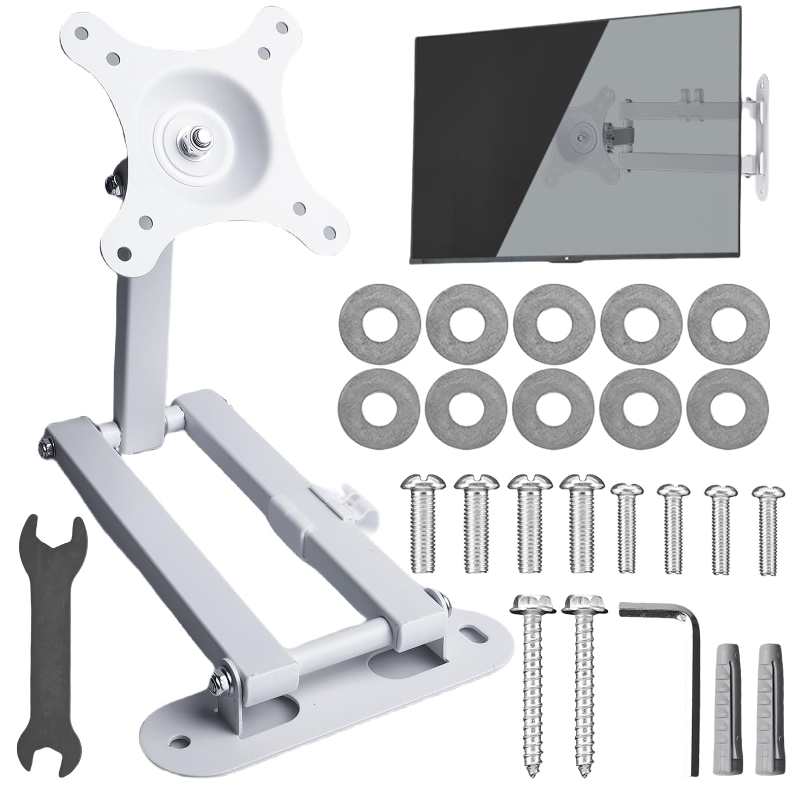 Soporte de pared para monitor de TV, soporte de pared para Echo Show 15, soporte ajustable giratorio e inclinable para televisores de 13 a 30 pulgadas de hasta 15 kg, color negro