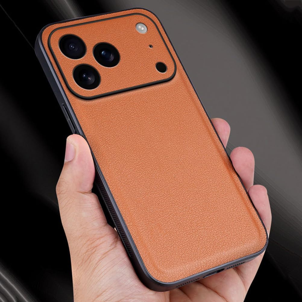 Smukłe etui do iPhone'a 17/17 Pro/17 Air/17 Pro Max, skórzane etui ochronne na całą osłonę, tekstura liczi, odporna na wstrząsy obudowa, 17pro, czarne
