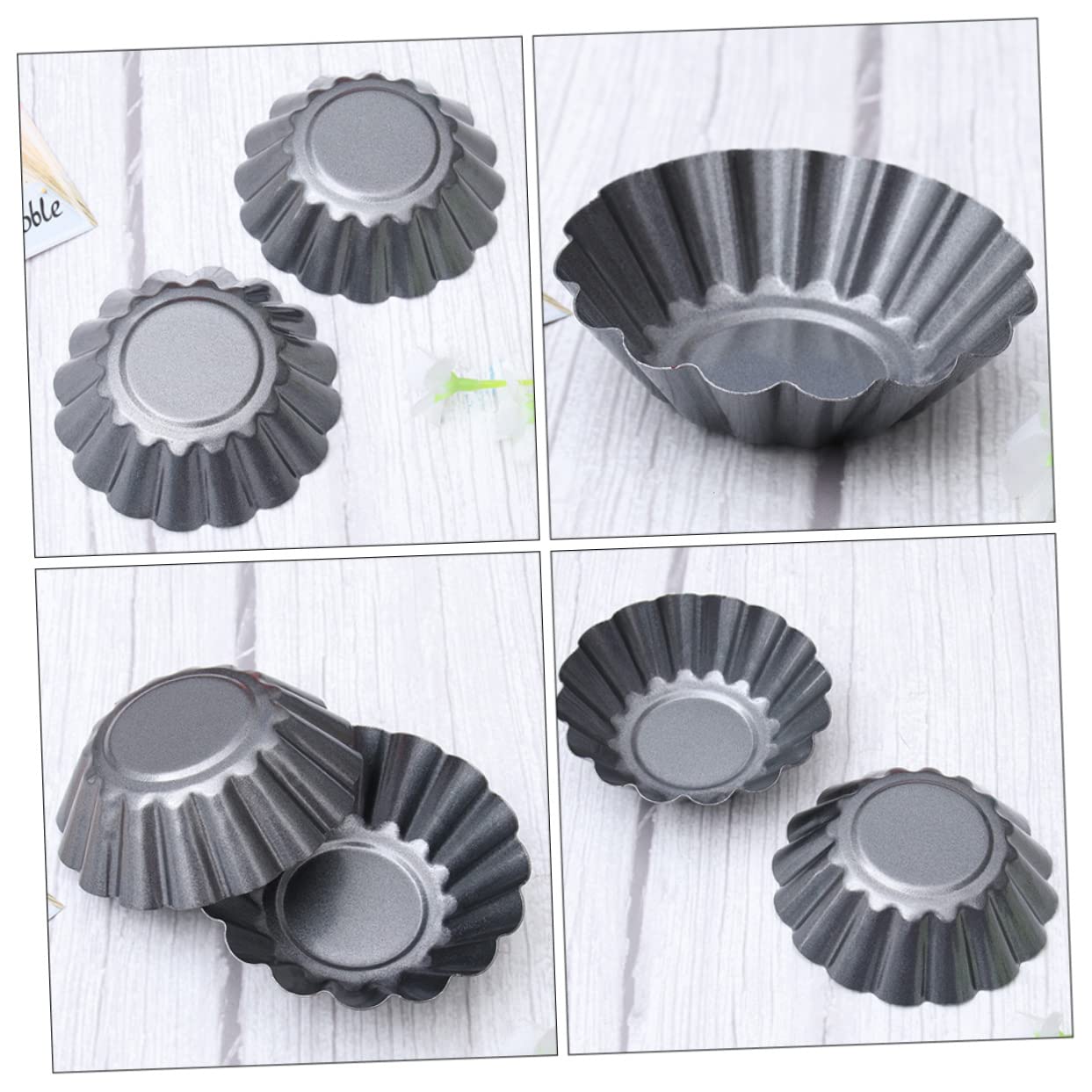 Cabilock Baking Tart Molds Egg Tart Molds Carbon Steel Steamed Pudding Baking Pan Dividers