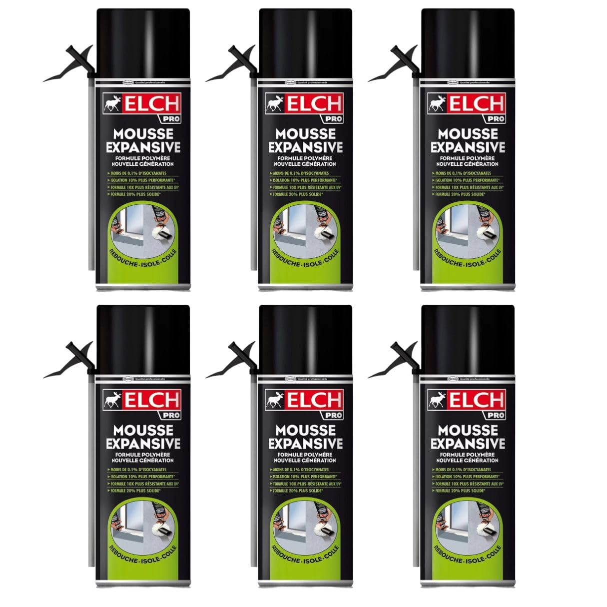 ELCH PRO PU-Schaum Montageschaum von Henkel - Ausdehnbarer Bauschaum für vielfältige Anwendungen, perfekt geeignet für Bau- und Montagearbeiten, Weiß, 300 ml (6)