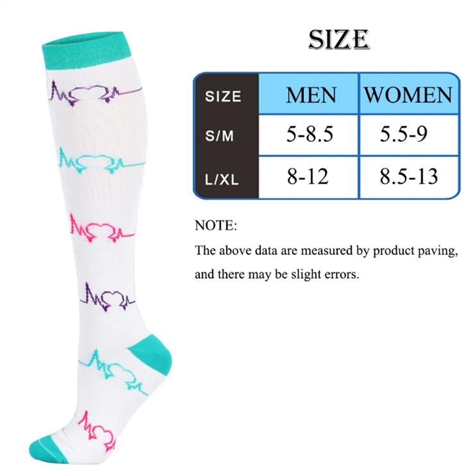 Calze da Uomo per Donna per Calze di Compressione Sportive per Il Ginocchio Anti Affaticamento Prevenire I Calzini Calda (Color : 19, Size : L-XL)
