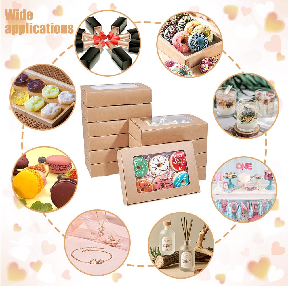 NBEADS 20 Stück Papierboxen Mit Fenster, Leckerli-Boxen Bäckerei-Boxen Mit Sichtbarem PVC-Fenster Geschenkverpackungsboxen Für Hochzeitsgeschenke Seife Kekse Partys, Rauchig, 23.3x15.5x5cm