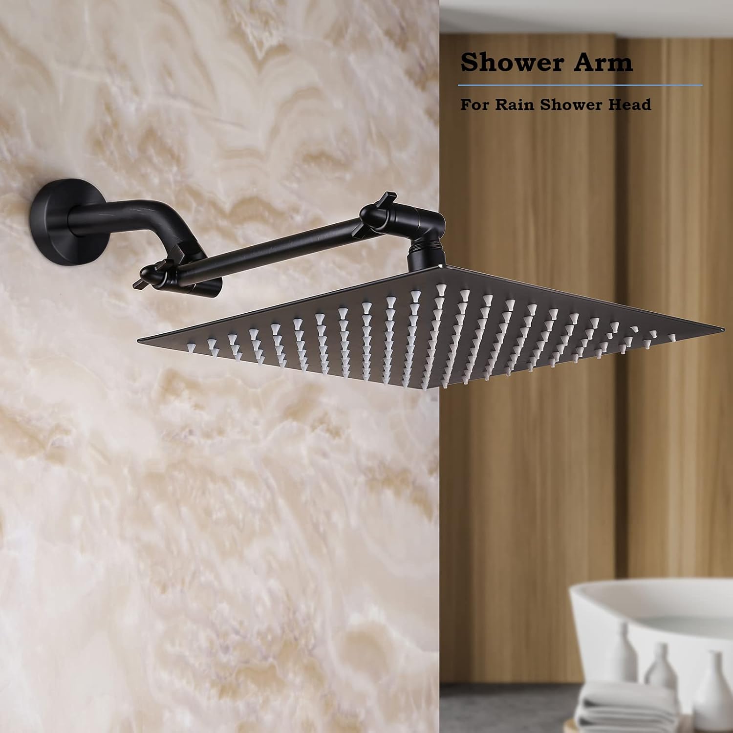 Shower Extension Adjustable Height and Angle Shower Head Extension Arm for Rain Shower Head, Shower Arm Extender Hardware (Oil Rubbed Bronze, 10 Inch)