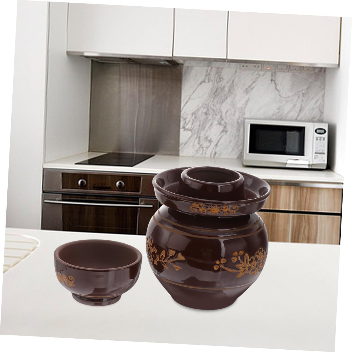 Cabilock 1 Pc Altar De Kimchi Contenedores De Comida Contenedores De Alimentos Tarros De Cristal Tarros De Boca Ancha Frasco Terrario Terrarium Vidrio Cerámica Tarro De Almacenamiento