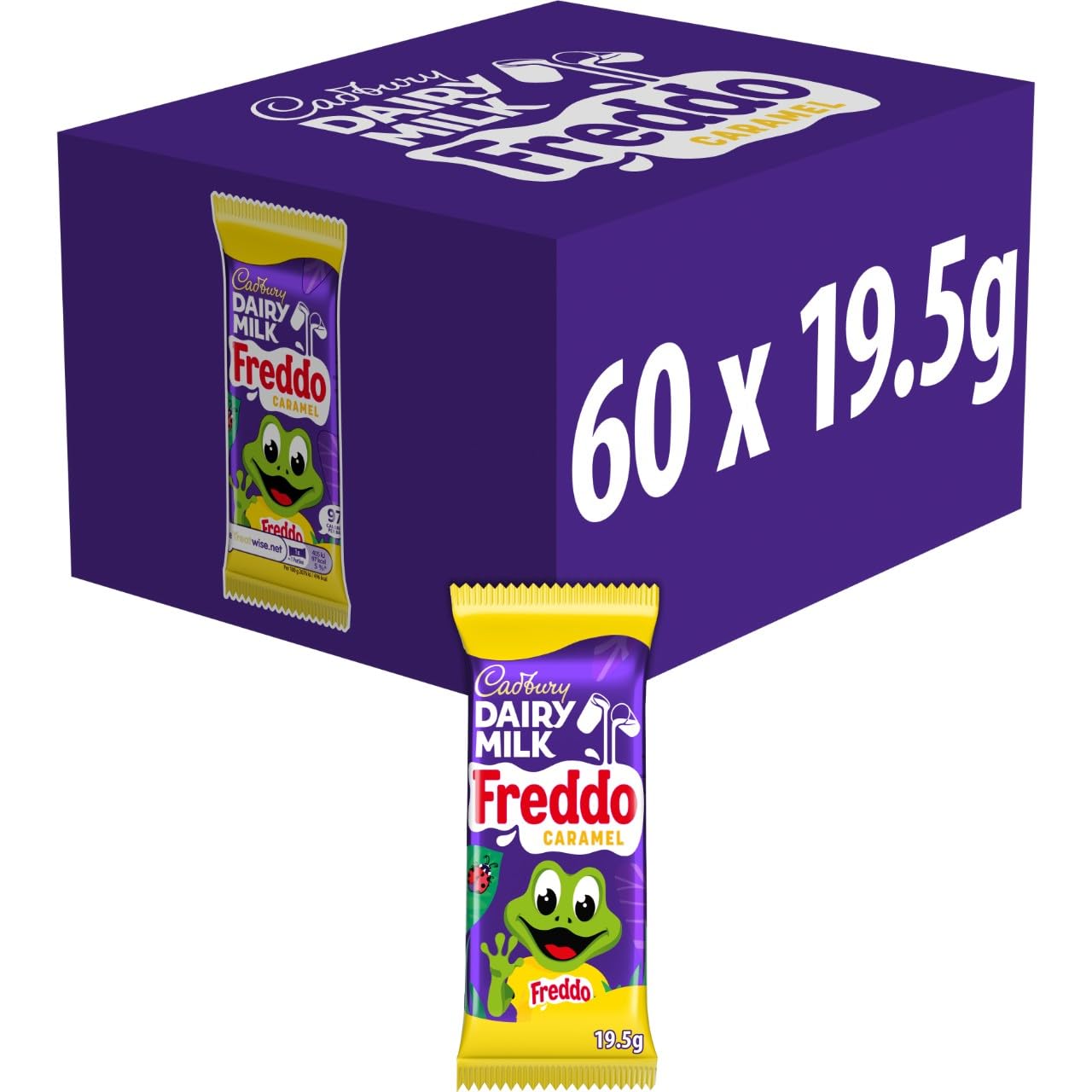 Cadbury Dairy Milk Freddo Caramel Chocolate Bars, 19.5g (Pack of 60)