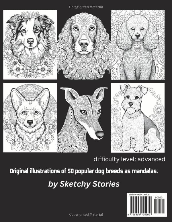 Miniatura 2 de Mandala Dog Breeds Coloring Book for Adults Original Illustrations of 50 Popular Dog Breeds (Mandala Creatures)
