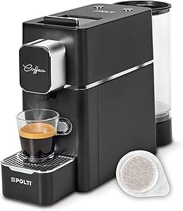 Polti Coffea S15B, Espresso Coffee Machine, Compatible with E.S.E. Pods 44 mm, Tank 0.85L, Pump Pressure 19 Bar, Black