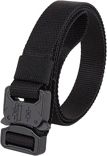 QAZSE 1 Inch Nylon Tactical Belt Quick Release Metal Buckle Heavy Duty Military Sports Skinny Webbing Work Belts for Men