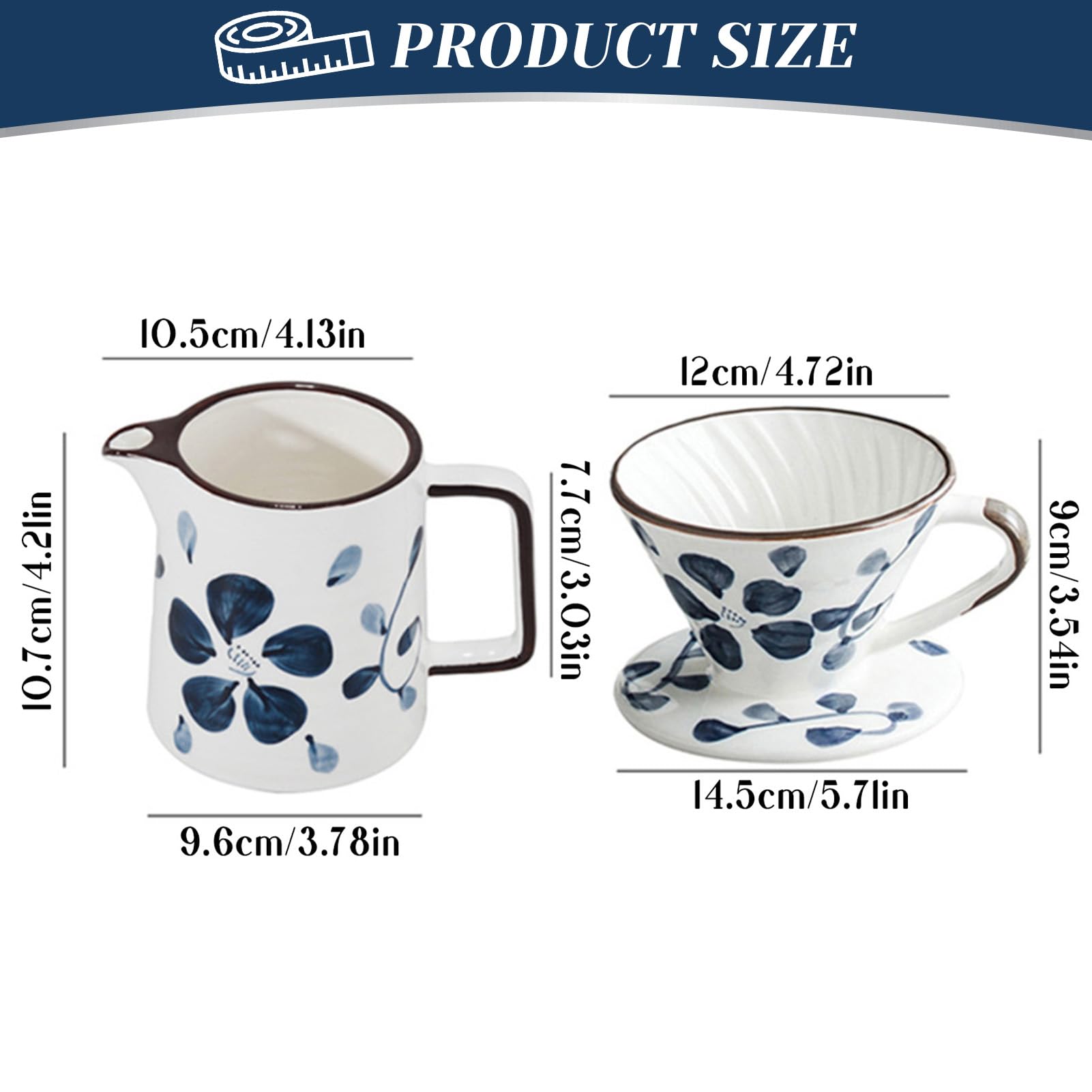 Pour Over Kaffeebereiter Mit Keramikbecher, Pour Over Kaffeebrüher, Tropfkaffeemaschine, Manueller Drip Kaffeebereiter, Handgezeichnet Kaffeemaschinen-Set Mit Keramik-Kaffeetropfe (A)