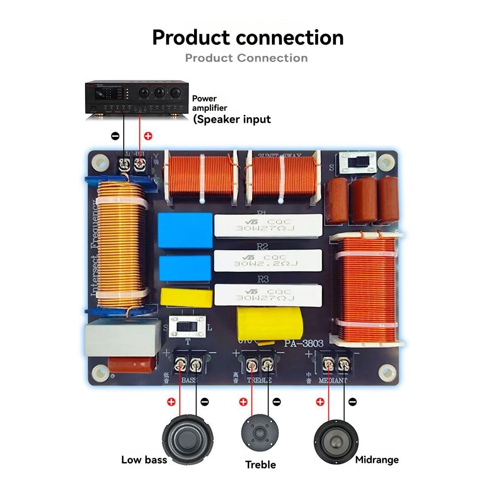 Hochleistungs 3-Wege 800W Multi-Lautsprecherverstärker Hoch Medium Niedriger 3-Wege-Frequenzwandler Einstellbarer Teiler PA-3803a