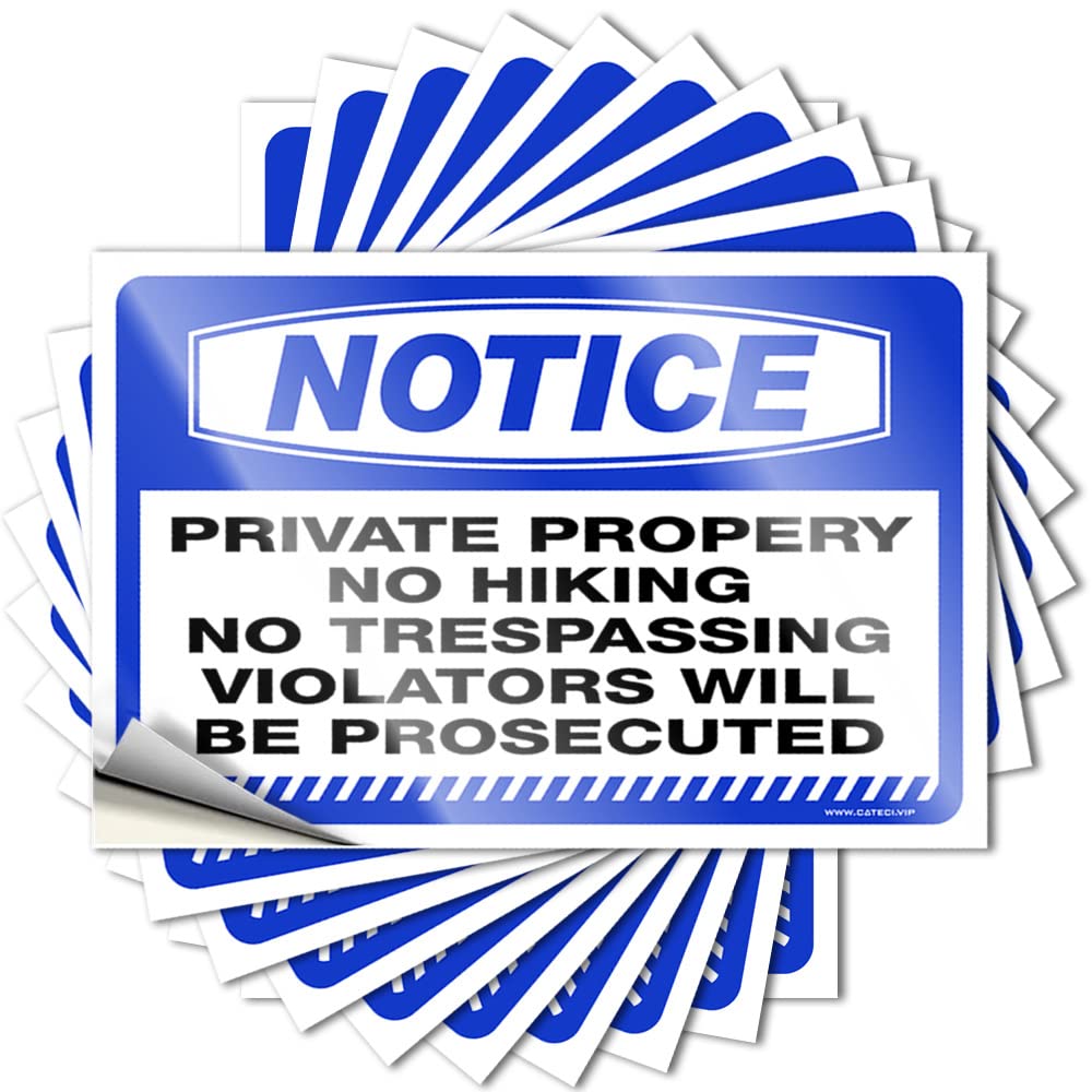 Funny Sticker Cute Vinyl Sticker | Notice Private Property No Hiking No Trespassing Glitter for Bathroom Use(8X12CM)